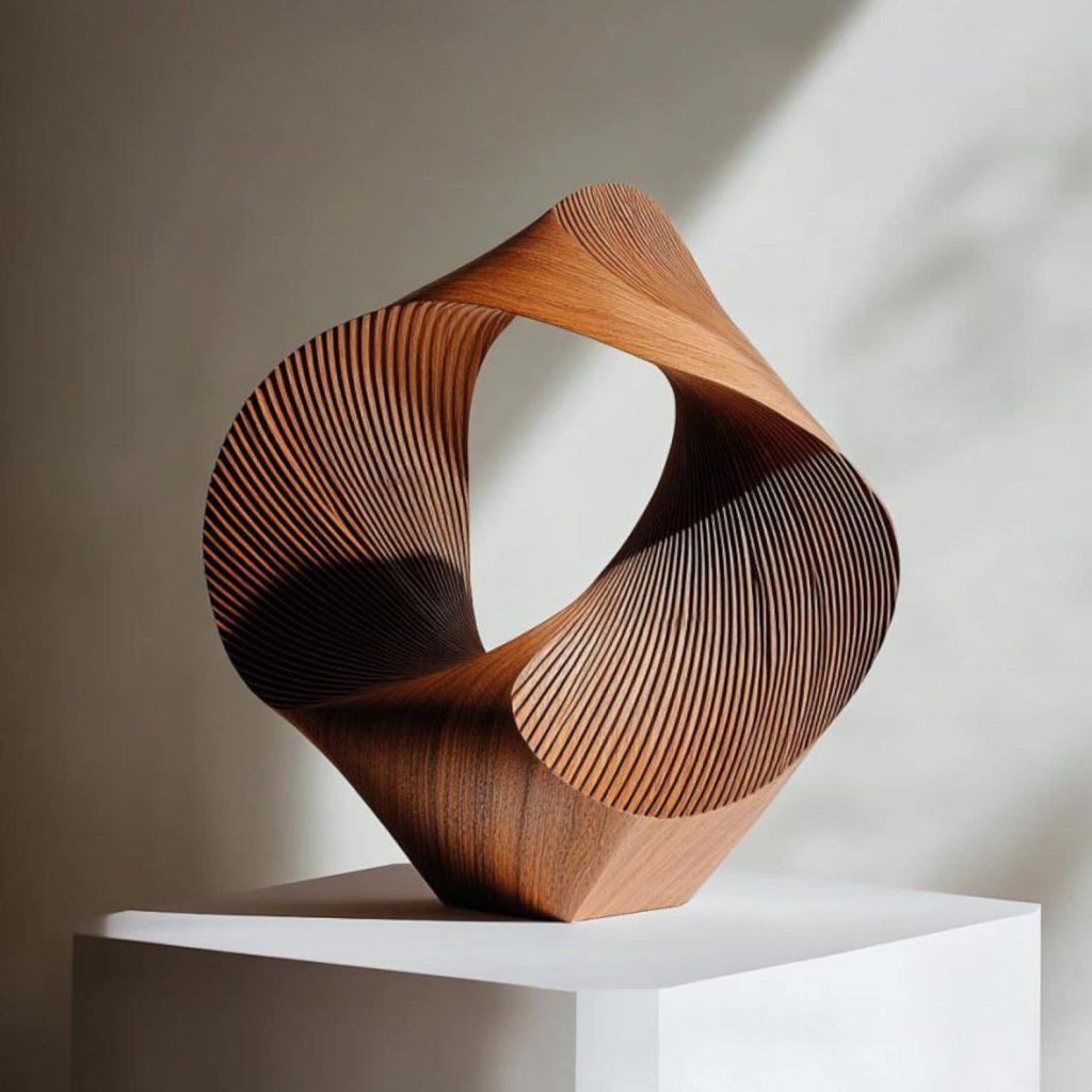 Handcrafted Abstract Sculpture, Modern Organic Fluid Art Decor, Mid Century Modern Wood Statue, Unique Minimalist Gift, Curvy Art Figurine