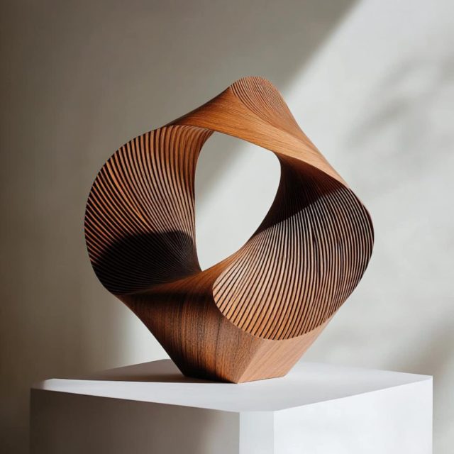 Handcrafted Abstract Sculpture, Modern Organic Fluid Art Decor, Mid Century Modern Wood Statue, Unique Minimalist Gift, Curvy Art Figurine