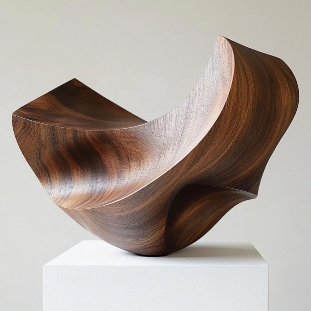 Abstract Wood Sculpture, Minimalist Modern Home Decor,Wabi Sabi Wooden Art,Hand Carved Statue for Shelf,Unique Anniversary Gift for Him Her